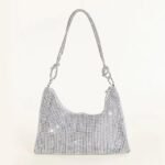 Women's Silver Rhinestone Shoulder Bag – Sparkly Hobo