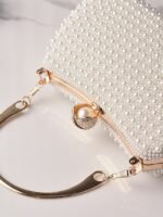 Women's Pearl Beaded Evening Clutch Bag with Gold Handle, - Image 10