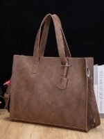 Men's Large Faux Leather Tote Bag – Stylish Business - Image 4