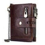 Men's Vintage Leather Wallet – Bifold Zipper Wallet with - Image 9