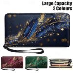 Women's Large Capacity Wallet with Gilded Feather Print, - Image 2