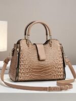 Women's Croc-Embossed Top-Handle Satchel – Structured - Image 5