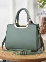 Women's Embroidered Faux Leather Handbag with Scarf Accent - Image 5