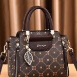 Elegant Women's Faux Leather Handbag with Red Accents and