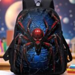Men's Large Capacity Spider Print Backpack with Double