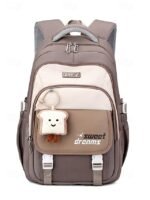 Teen Large Capacity Waterproof Backpack with Cute Toast Pendant