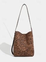 Women's Suede-Like Faux Leather Tote with Leopard print, - Image 17