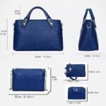 Women's 4-Piece Blue Handbag Set with Teddy Bear Charm - - Image 2