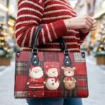 Women's Christmas Tote Bag - Faux Leather, Santa and