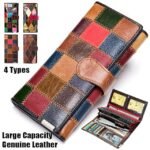 Women's Genuine Leather Patchwork Wallet, Large Capacity