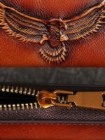 Women's Genuine Leather Long Wallet with Carved Eagle - Image 9