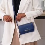 Women's Black Crossbody Wallet Bag with Gold Accents and - Image 11