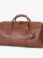 Men's Versatile Leather Weekender Bag with Integrated Shoe - Image 8