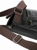 Men's Faux Leather Messenger Bag – Vintage Business - Image 11
