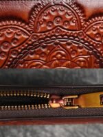 Handmade leather continental wallet with elegant mandala pattern - Image 5