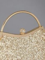 Women's Glitter Evening Clutch Bag – Sparkly Gold Handbag - Image 10