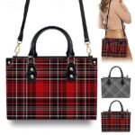 Women's Red Tartan Plaid Handbag with Adjustable Strap –