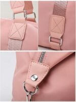 Women's Fashion Pink Nylon Duffel Bag - Multifunctional - Image 9